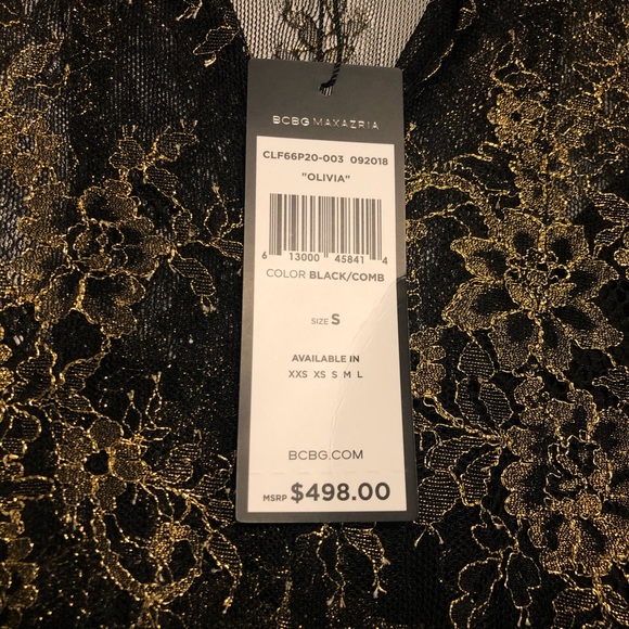 NWT BCBG Max Azria Olivia Metallic Gold Maxi Dress - Picture 7 of 8